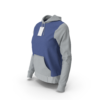 Slim fit hoodie in blue and grey colour block shown on a mannequin