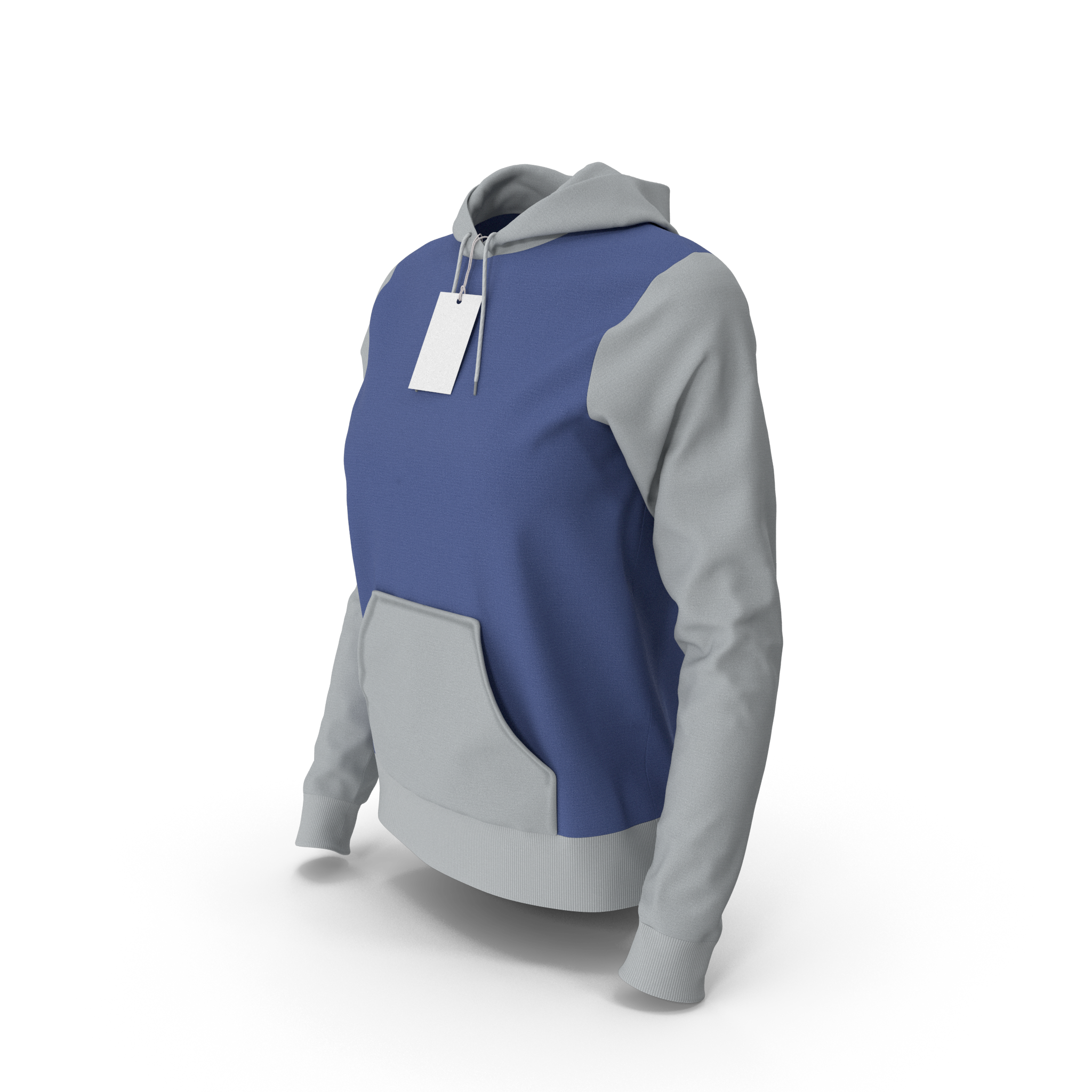 Slim fit hoodie in blue and grey colour block shown on a mannequin