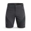 Dark grey technical hiking shorts with zip pockets and stretch panels