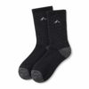Black cushioned crew socks with grey reinforced sole, pair shown