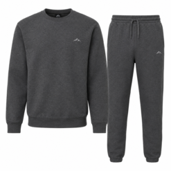 Charcoal grey sweatshirt and jogger set with tonal chest logo