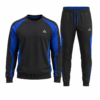 Black and blue raglan sweatshirt and jogger set with contrast panels