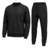 Black tech sweatshirt and jogger set with zip sleeve pocket