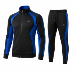 Black and blue tracksuit with zip through jacket and matching joggers