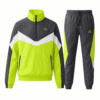 Neon yellow grey and white windbreaker tracksuit with chevron panels