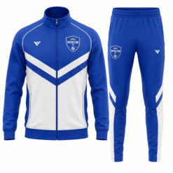 Royal blue and white tracksuit with chevron panels and team crest