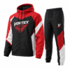 Black red and white hooded tracksuit with sublimated chest graphic
