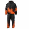 Black and orange hooded tracksuit with flame fade sublimation print