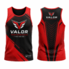 Men's red and black Valor sublimated training tank top, front and back view