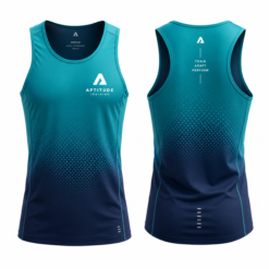 Men's teal to navy ombre sleeveless running shirt with dot fade print