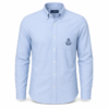 Men's sky blue oxford long sleeve shirt with embroidered chest crest