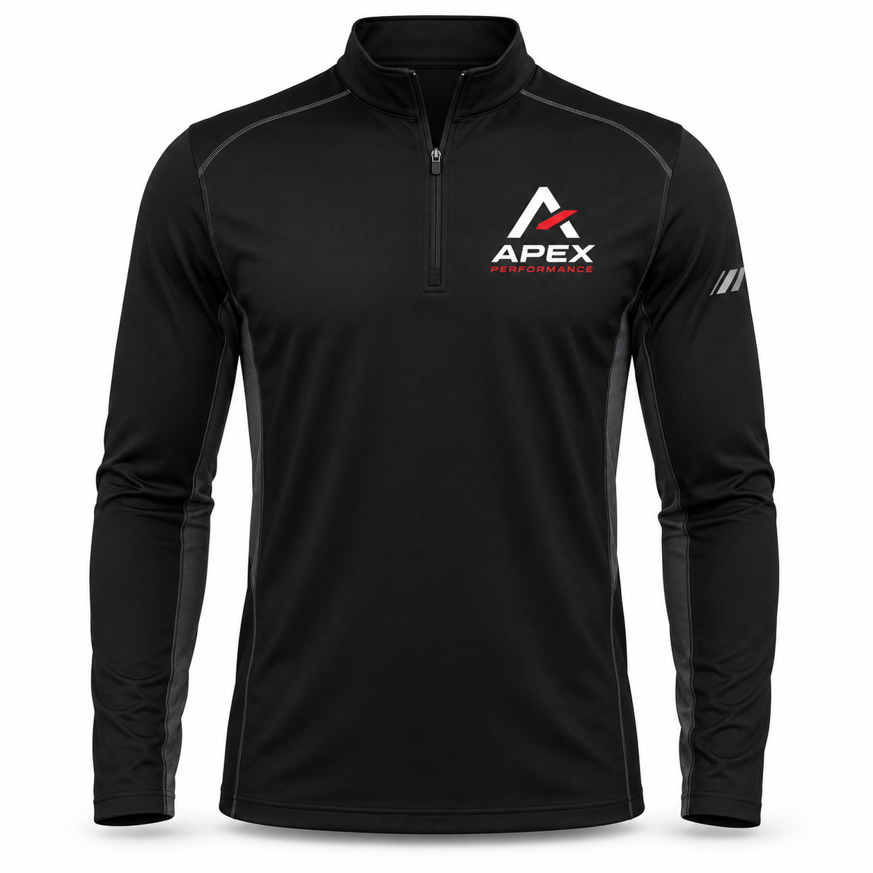 Men's black quarter-zip long sleeve training top with chest logo