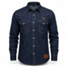 Men's dark blue denim western shirt with twin chest pockets