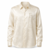 Cream jacquard long sleeve shirt with tonal woven pattern