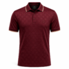 Maroon textured polo shirt with tonal pattern and ribbed collar