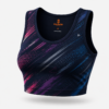 Women's blue and purple abstract print sublimated yoga crop top