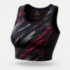 Women's pink grey and black abstract sublimated running crop top