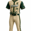 Titans khaki and green custom baseball uniform with sublimated sleeve panels