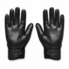 Pair of black American football receiver gloves with tacky grip palm
