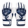 Pair of white and navy baseball batting gloves with sublimated back panel print