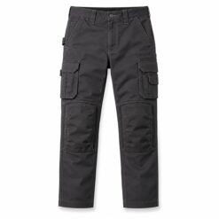 Dark grey heavy duty work trousers with cargo and knee pad pockets