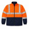 High-visibility orange and navy reflective work jacket, alternate view