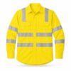 High-visibility yellow long sleeve work shirt with silver reflective tape