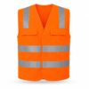 High-visibility orange safety vest with silver reflective bands and hook and loop front