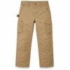 Khaki carpenter work trousers with hammer loop and reinforced double knees