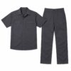 Grey mechanic work uniform set with short sleeve shirt and matching trousers