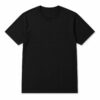 Plain black cotton crew neck t-shirt with ribbed collar and short sleeves