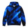 Pullover hoodie with all over blue and black sublimated geometric print