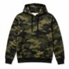 Pullover hoodie with all over olive green camo sublimated print