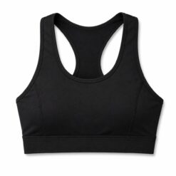 Women's black racerback sports bra with wide elasticated underband